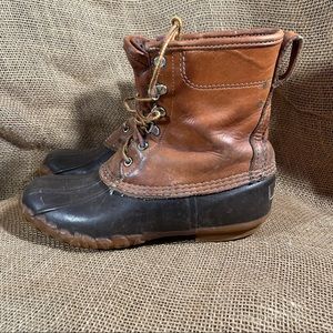 LL Bean Duck rain Snow Boot Lined Vtg Tall Leather